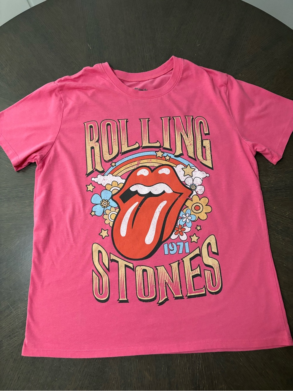 the Rolling Stones Bright Pink Graphic Tee with Tongue Logo